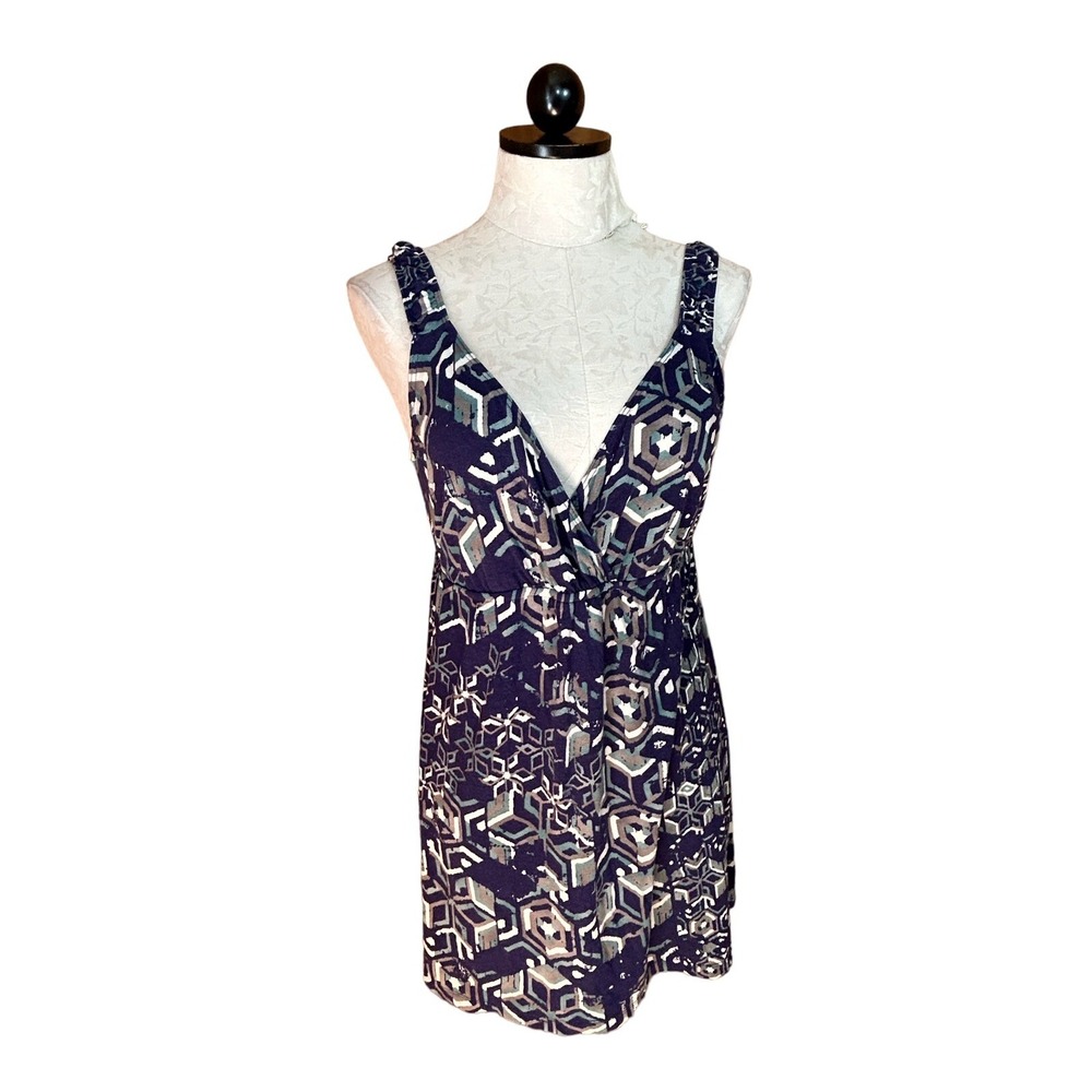Cabi Womens 359 Batik Geo Blue Geometric Print Tank Sleeveless Top Medium